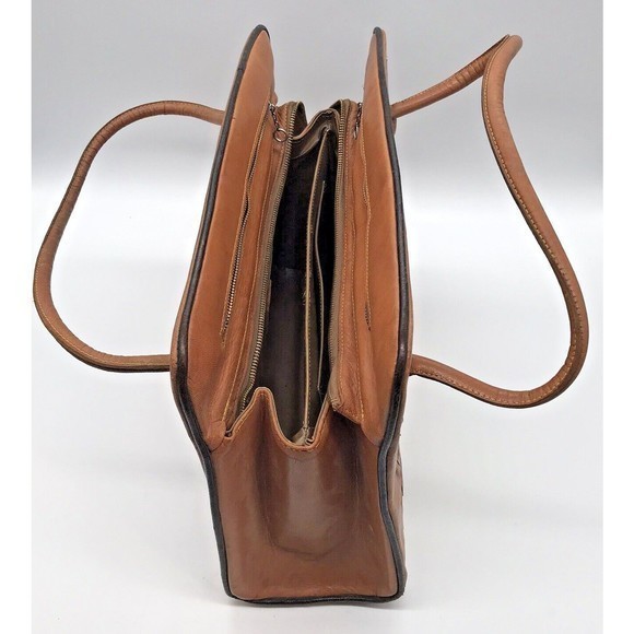 Vintage 60s Gaitan Artisan Hand Tooled Carved Leather Double Handle Purse Mexico - Picture 10 of 12